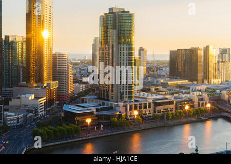 Southbank Melbourne bei Nacht Stockfoto