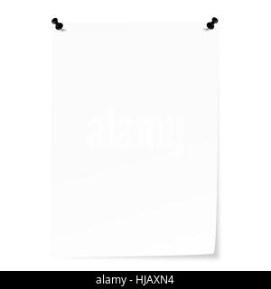 leeres Blatt Papier mit Stiften und erhöhte Ecke Stockfoto