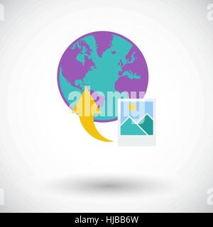 Hochladen Sie Foto. Einzelne flache Symbol auf weißem Hintergrund. Vektor-Illustration. Stock Vektor