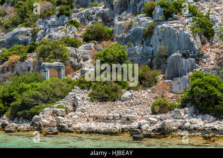 Tor in alten versenkt Stadt Kekova, Kas, Antalya, Türkei Stockfoto