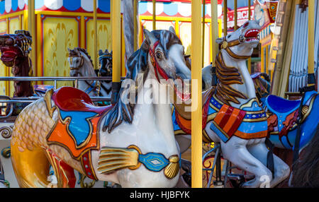 Karussell-Pferd am San Francisco Pier 39 Stockfoto