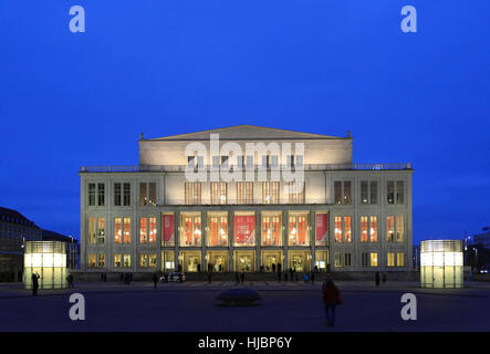 Opernhaus am Augustusplatz Square, Leipzig, Sachsen, Deutschland, Europa Stockfoto