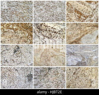 Zwölf natürlichen Kalkstein Hintergrund oder Texturen. Die echte Farbe. Ohne Sättigung der Farben. Stockfoto