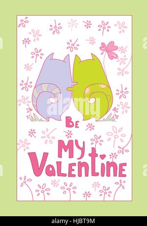 Valentine Day Geschenk Karte Urlaub Liebespaar Katze Banner mit Textfreiraum Stock Vektor