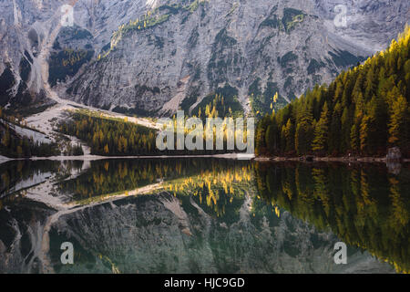 Lago di Braies, Alps, Val di Braies, Südtirol, Italien Stockfoto