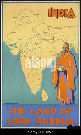 Indien. Das Land des Lord Buddha - Vintage Reisen Plakat der 1920er Jahre der 1940er-Jahre Stockfoto