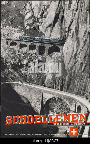 Schoellenen - Vintage Reise Poster der 1920er Jahre der 1940er-Jahre Stockfoto