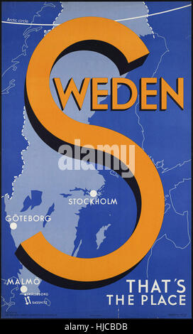 Schweden. Das ist der Ort - Vintage Reise Poster der 1920er Jahre der 1940er-Jahre Stockfoto