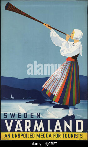 Värmland, Schweden. Eine unberührte Mekka für Touristen - reisen Vintage Poster der 1920er Jahre der 1940er-Jahre Stockfoto