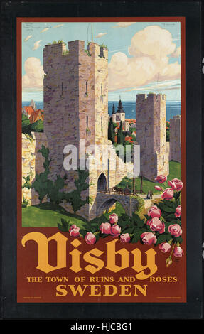 Visby. Die Stadt der Ruinen und Rosen. Schweden - Reisen Vintage Poster der 1920er Jahre der 1940er-Jahre Stockfoto