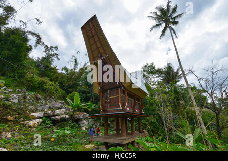 Tana Toraja, Sulawesi, Indonesien: Tongkonan traditionelle Häuser am 15. August 2016 in Tana Toraja, Sulawesi, Indonesien Stockfoto