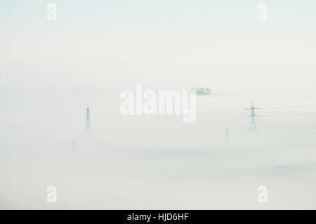 Nebligen Morgen um Hardy Monument, in der Nähe von Dorchester, Dorset, UK. 23. Januar 2017. Ein nebliger Start in den Tag in Dorset mit Pylonen im Nebel. © Dan Tucker/Alamy Live-Nachrichten Stockfoto