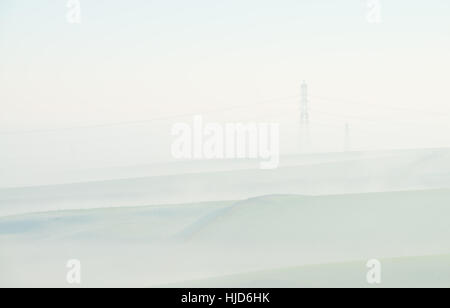 Nebligen Morgen um Hardy Monument, in der Nähe von Dorchester, Dorset, UK. 23. Januar 2017. Ein nebliger Start in den Tag in Dorset mit Pylonen im Nebel. © Dan Tucker/Alamy Live-Nachrichten Stockfoto