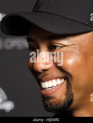 Los Angeles, USA. 23. Januar 2017. Tiger Woods in einer Pressekonferenz für Genesis Open Media Day im Riviera Country Club in Pacific Palisades, Kalifornien. Bildnachweis: Ringo Chiu/ZUMA Draht/Alamy Live-Nachrichten Stockfoto