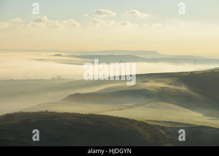 Nebligen Sonnenaufgang von Hardy Monument, in der Nähe von Dorchester, Dorset, UK. 25. Januar 2017. Ein bunt frostigen Winter nebligen Sonnenaufgang von Hardy Monument. © Dan Tucker/Alamy Live-Nachrichten Stockfoto