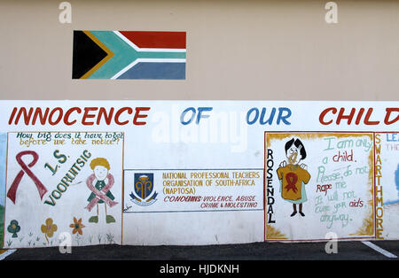 Kind Pflege Bewusstsein Wand-Wandbilder in Upington in Südafrika Stockfoto