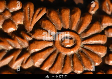 Makro-Foto über eine hölzerne Blume. Stockfoto