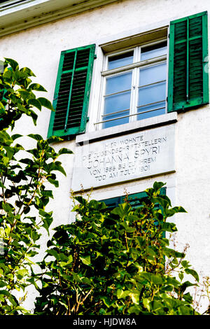 Letztes Haus von Johanna Spyri, Autor von Heidi; Zürich, Zeltweg; Letzte Wohnung Johanna Spyri (Autorin von Heidi), Zürich Zeltweg Stockfoto