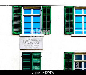 Letztes Haus von Johanna Spyri, Autor von Heidi; Zürich, Zeltweg; Letzte Wohnung Johanna Spyri (Autorin von Heidi), Zürich Zeltweg Stockfoto