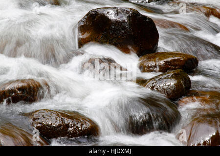 Schnell fließenden Gebirgsbach und Felsen Stockfoto