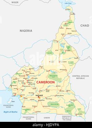 Vektor-Straßenkarte Kamerun Stock Vektor