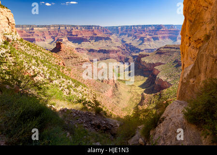 Blick vom Bright Angel Trail, Grand Canyon Nationalpark, Arizona, USA Stockfoto