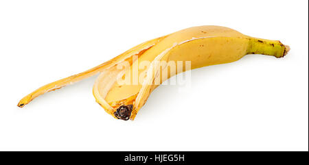 Vor der Banane Haut horizontal isolierten auf weißen Hintergrund Stockfoto