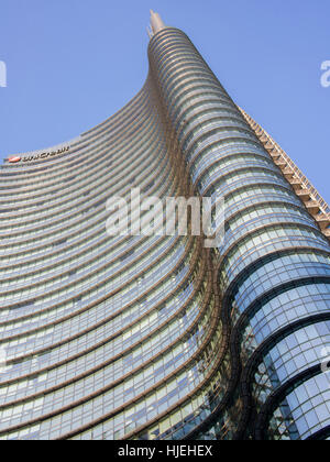 UniCredit, Gebäude, Gae Aulenti Piazza und Hindernissen, neue Architektur im Zentrum von Mailand, bekannt als Porta Nuova Stockfoto