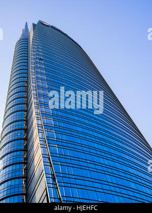 UniCredit Gebäude Gae Aulenti Piazza und Hindernissen, neue Architektur im Zentrum von Mailand, bekannt als Porta Nuova-Projekt. Stockfoto