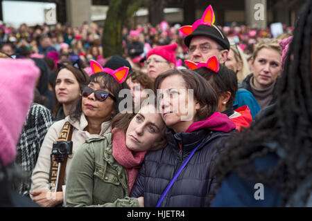 Washington, DC - die Frauen Marsch auf Washington protestierte die Amtseinführung von Präsident Donald Trump. Stockfoto