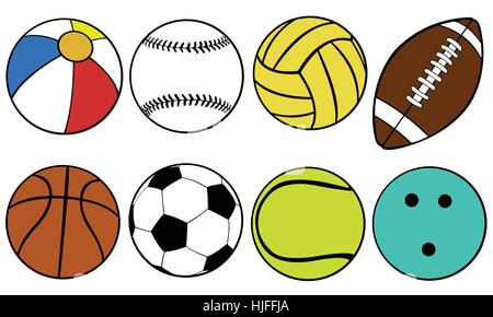 Reihe von verschiedenen Spielbälle isoliert Stock Vektor