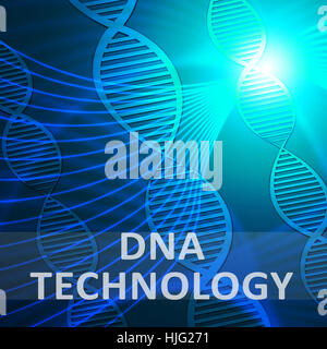 DNA-Technologie Helix zeigt genetische Tech 3d Illustration Stockfoto