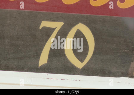 Haus Nummer 70 Zeichen Stockfoto