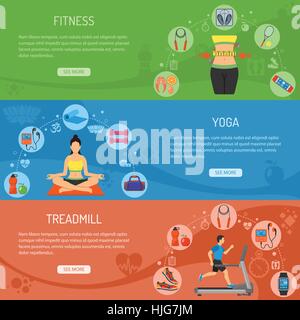 Yoga und Fitness horizontale Banner Stock Vektor