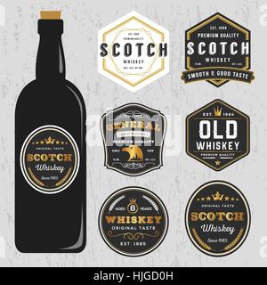 Whisky-Marken Label Entwurfsvorlage, Größe in der Lage und kostenlose Schriftart Stock Vektor