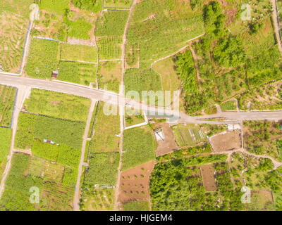 Luftaufnahme des Kyodogawa Schwemmfächer, Yamanashi-Präfektur, Japan Stockfoto