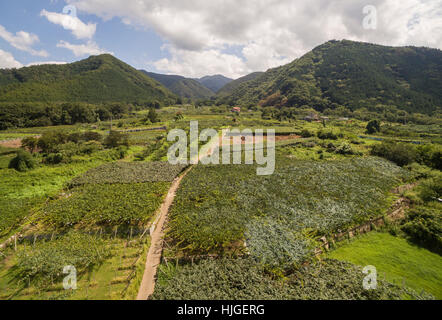 Luftaufnahme des Kyodogawa Schwemmfächer, Yamanashi-Präfektur, Japan Stockfoto