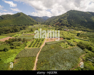 Luftaufnahme des Kyodogawa Schwemmfächer, Yamanashi-Präfektur, Japan Stockfoto