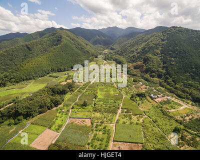 Luftaufnahme des Kyodogawa Schwemmfächer, Yamanashi-Präfektur, Japan Stockfoto