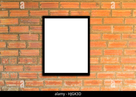 Mock-up Poster Rahmen und Ziegel Wand Hipster oder Oldtimer. Stockfoto