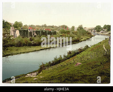 Allington Castle und Fluss in der Nähe von Maidstone, England - Photochrom XIXth Jahrhundert Stockfoto