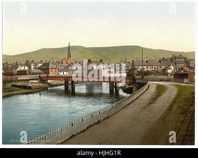 Girvan, aus New Road, Schottland - Photochrom XIXth Jahrhundert Stockfoto