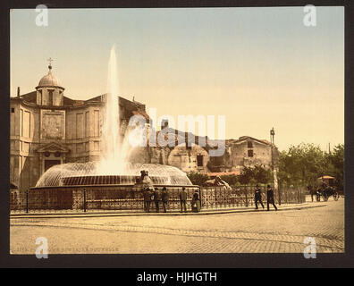 Neuer Brunnen und Diokletian Frühling, Rom, Italien - Photochrom XIXth Jahrhundert Stockfoto