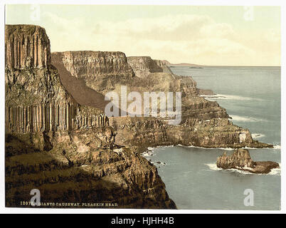 Pleaskin Kopf, Giant es Causeway. Grafschaft Antrim, Irland - Photochrom XIXth Jahrhundert Stockfoto