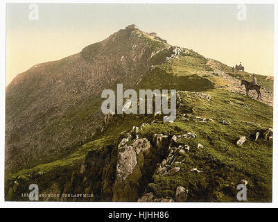 Eisenbahn, die letzte Meile, Snowdon, Wales - Photochrom XIXth Jahrhundert Stockfoto