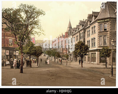 Station Road, Colwyn Bay, Wales - Photochrom XIXth Jahrhundert Stockfoto
