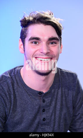 Breaking Bad Sterne RJ Mitte anlässlich einer AOL-Build Serie Veranstaltung bei AOL, Capper Street, London. Stockfoto