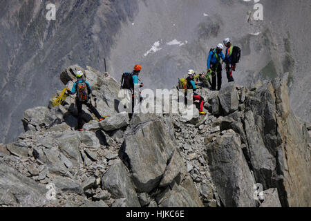 Bergsteiger, Mont-Blanc-Massiv, Chamonix, Frankreich. Stockfoto