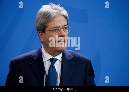 Paolo Gentiloni - Treffen der dt. Bundeskanzlerin Mit Dem Italienischen Premierminister, Bundeskanzleramt, 18. Januar 2017, Berlin. Stockfoto