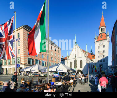 München, München: Marienplatz mit Rathaus, Oberbayern, Oberbayern, Bayern, Bayern, Deutschland Stockfoto